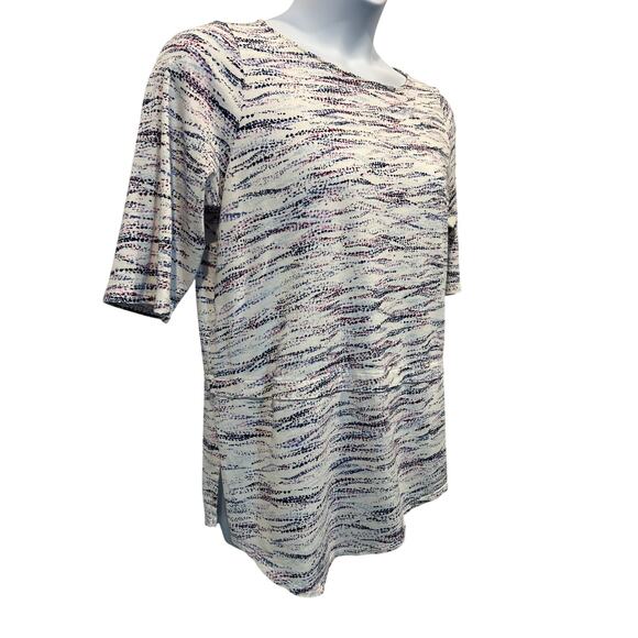 Pure J.Jill Top White Asymmetric Hem Half Sleeve Tunic Tee White Measures Large - Picture 9 of 13